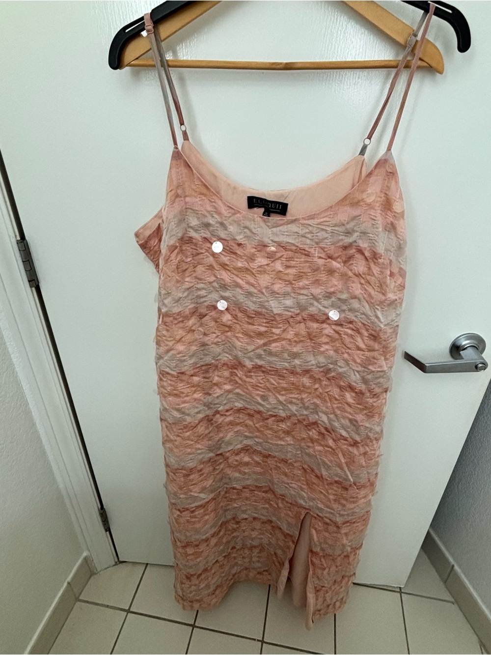 Eloquii Peach Cream Paillette Sequin Striped Maxi Dress NWT 22